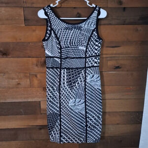 Calvin Klein Black and White Patterned Dress